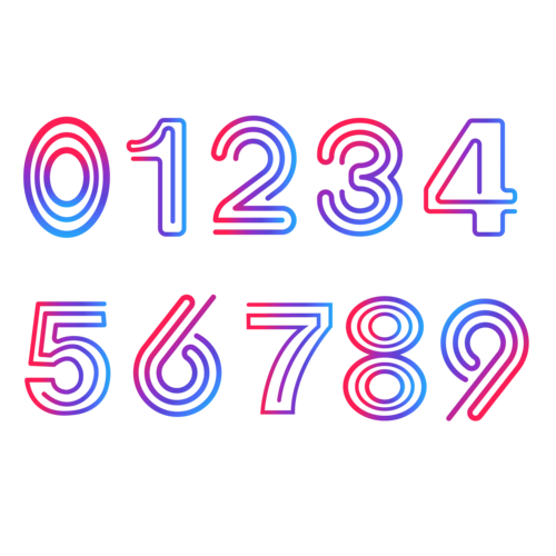 紫色渐变扁平化阿拉伯数字元素