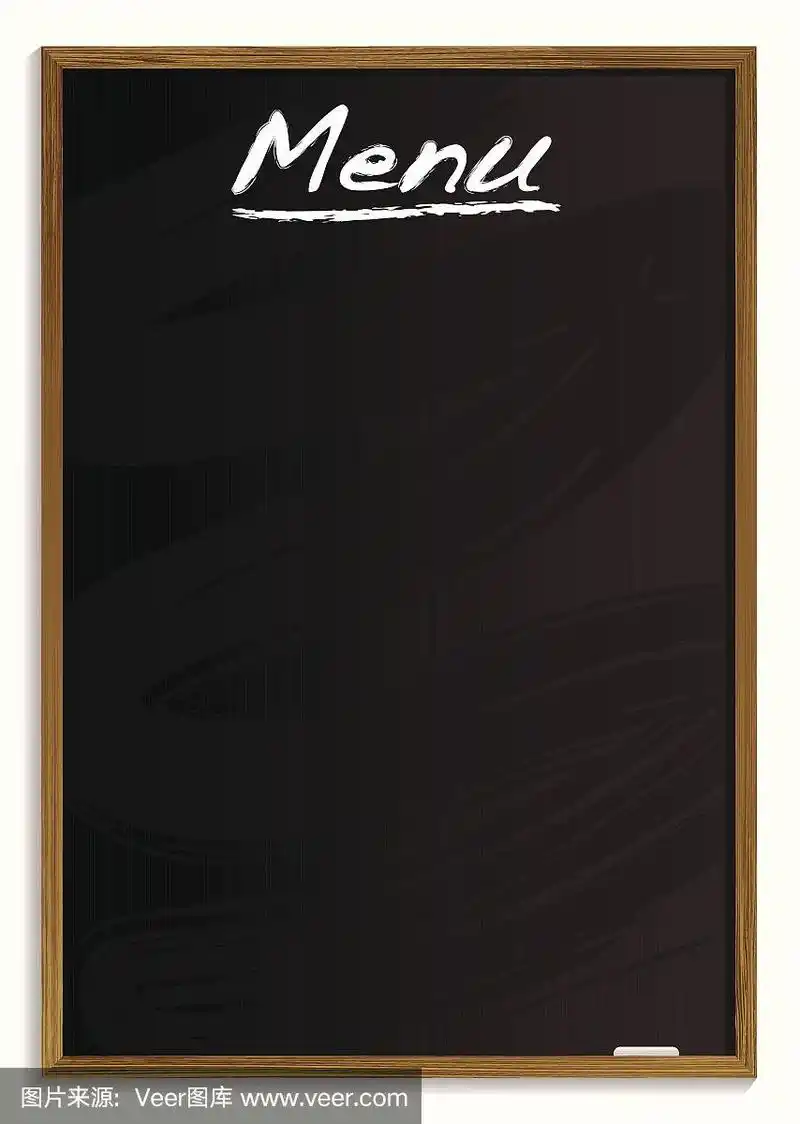空白菜单黑板上的白色背景