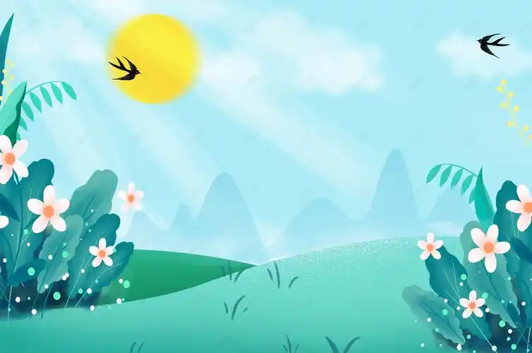 蓝色初春简约小清新手绘卡通化妆品海报背景