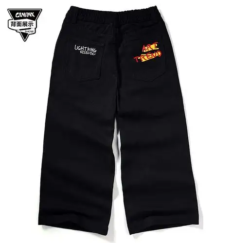 &闪电潮牌 运动 九分 牛仔裤 男 潮流 9分 时尚 街头 嘻哈 宽松 裤子