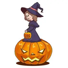 万圣节女巫南瓜组合元素模板