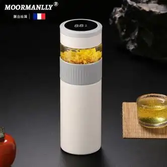 moormanlly教师节礼物高档智能保温杯男茶水分离杯子纯银内胆送老公
