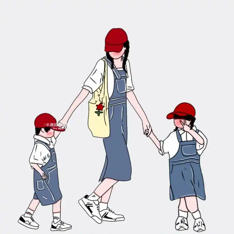 母子母女三人头像可爱专属头像 我也不想那么累啊 可是她喊我妈妈诶