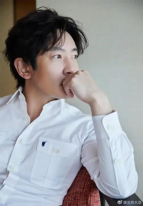 优雅帅气内地影视演员明星帅哥郭京飞白色衬衣魅力写真