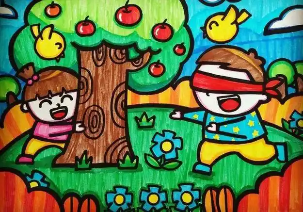 幼儿园幼儿简笔画生活照片以儿童游戏节画一幅简笔画和爸爸妈妈一起做