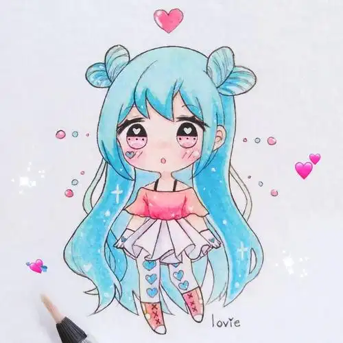 动漫人物画超萌马克笔动漫q版人物手绘