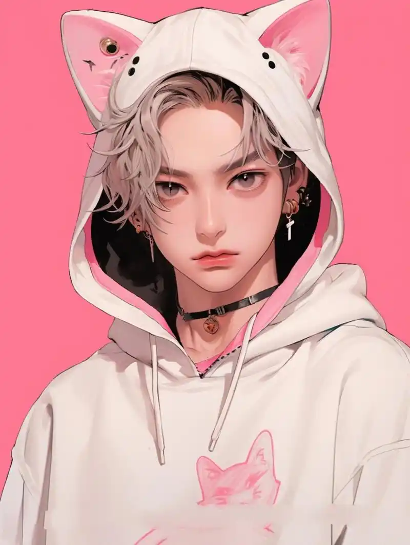 超帅的男生头像「粉色版2」  第二期猫系男友粉色版,男生头像 上一期