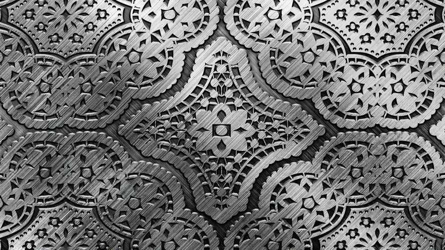 精致银色金属花纹背景素材高清壁纸