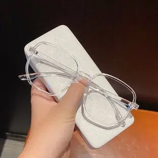 防蓝光方形大框眼镜女韩版潮大脸显瘦白色透明眼镜框网红款配近视