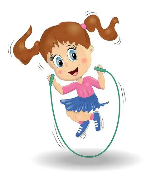小女孩正在用跳绳跳绳图片