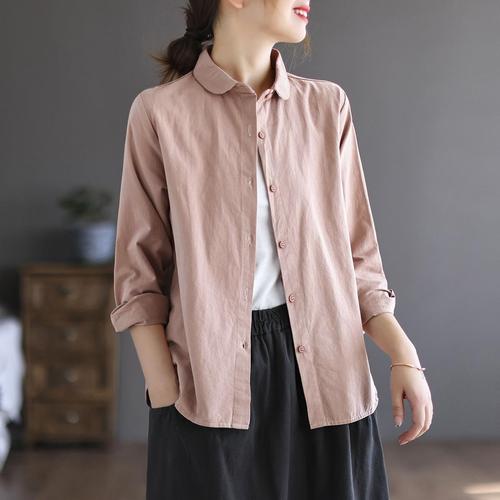 清仓捡漏品牌折扣专柜撤回长袖棉麻衬衫女复古文艺开衫上衣防晒衫