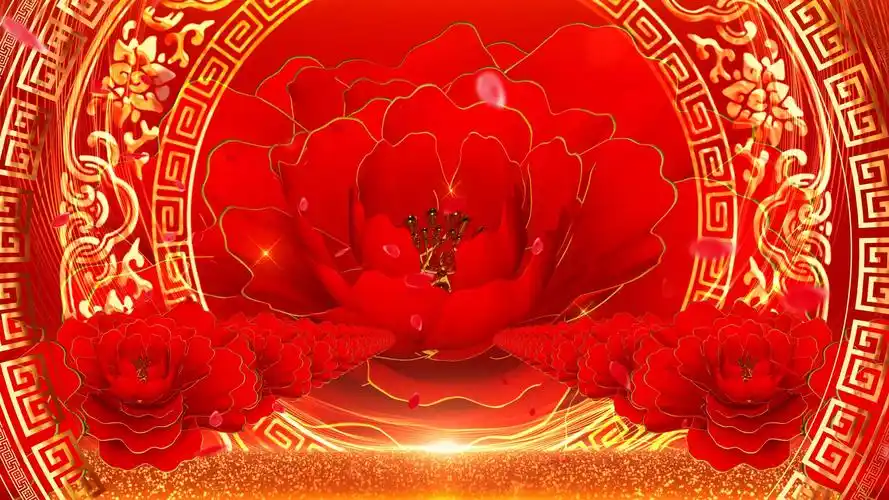 4k绚丽大气牡丹盛开舞台晚会演出背景_3840x2160_高清视频素材下载