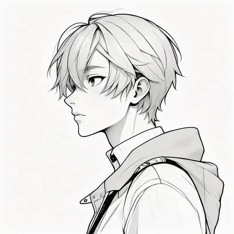 黑白素描男生头像,冷酷帅气90