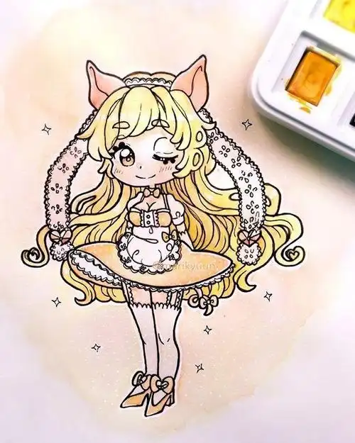 卡通美少女q版萌图马克笔美少女临摹素材儿童简笔画零二七艺考