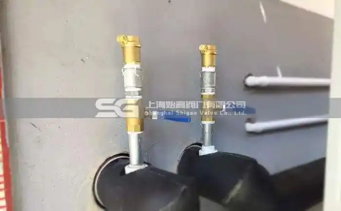 strong>黄铜自动排气阀 /strong>实际安装图