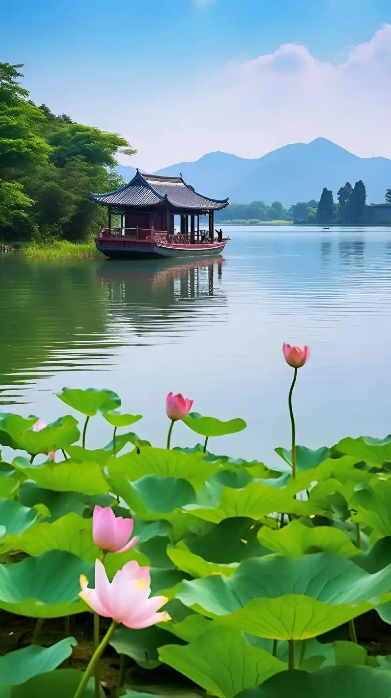 去杭州西湖,你将欣赏到迷人的荷花景色. 即使天气炎 - 抖音