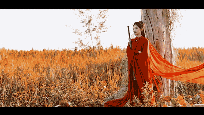 曾可妮红装高马尾好飒##曾可妮古风红衣造型