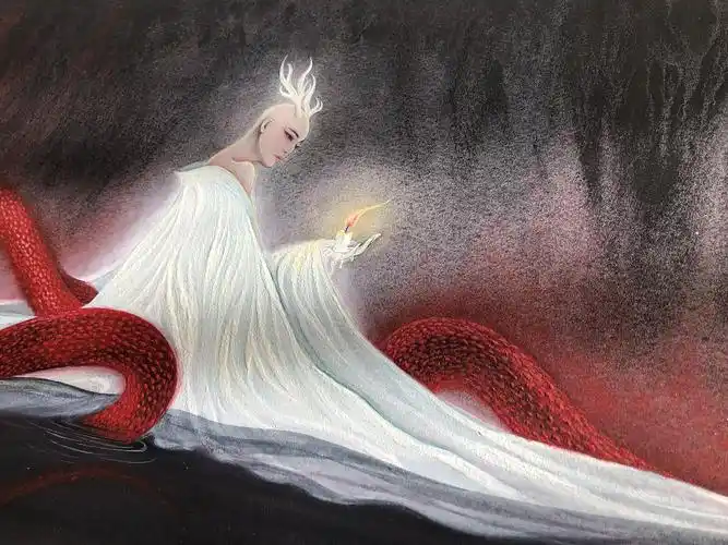 白树原创手绘山海经系列之烛龙