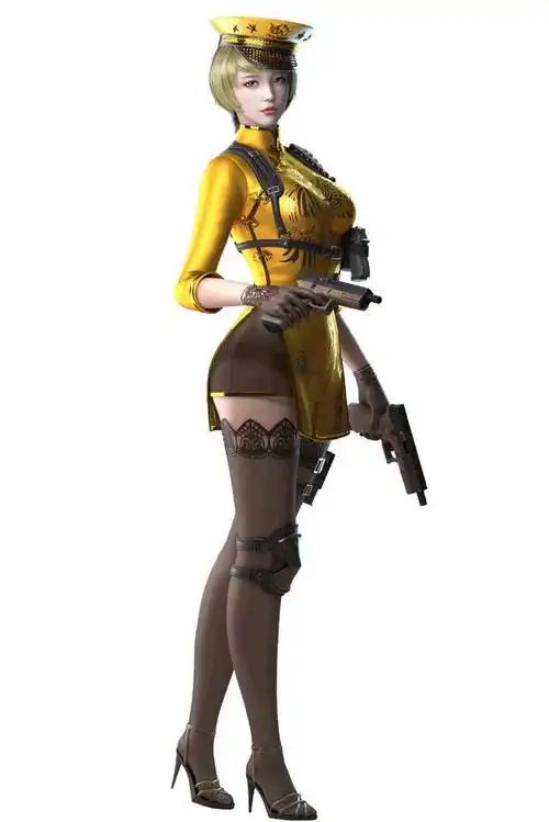 舞者一身金色的衣服和金色帽子,十分亮眼,同样穿的也是丝袜,三个角色