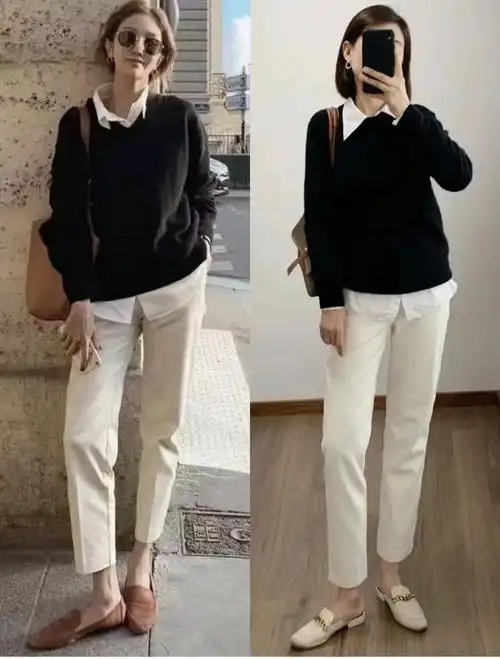 白色裤子的5种配色公式,春装搭配最显时髦!