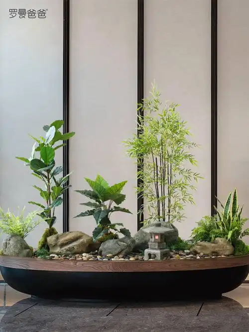北欧中式绿植竹子盆景大型绿植室内景观植物造景家居落地摆件