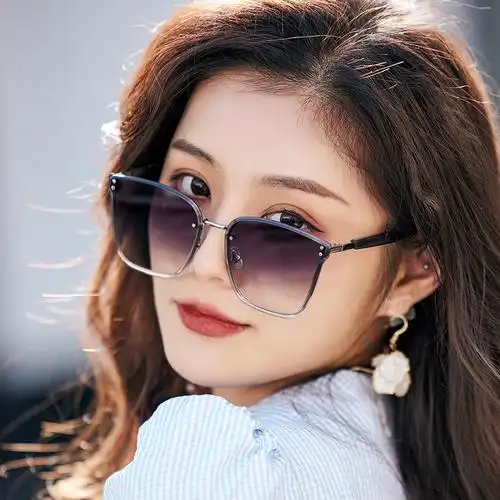 gm墨镜女2021年新款潮街拍大脸显瘦无框时尚网红太阳眼镜防紫外线