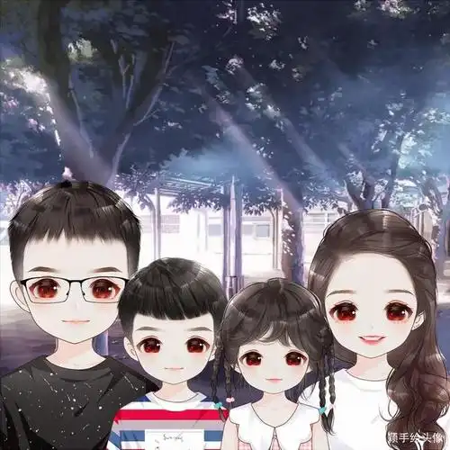 全家福头像,一家三口四口动漫头像,幸福可爱又好看