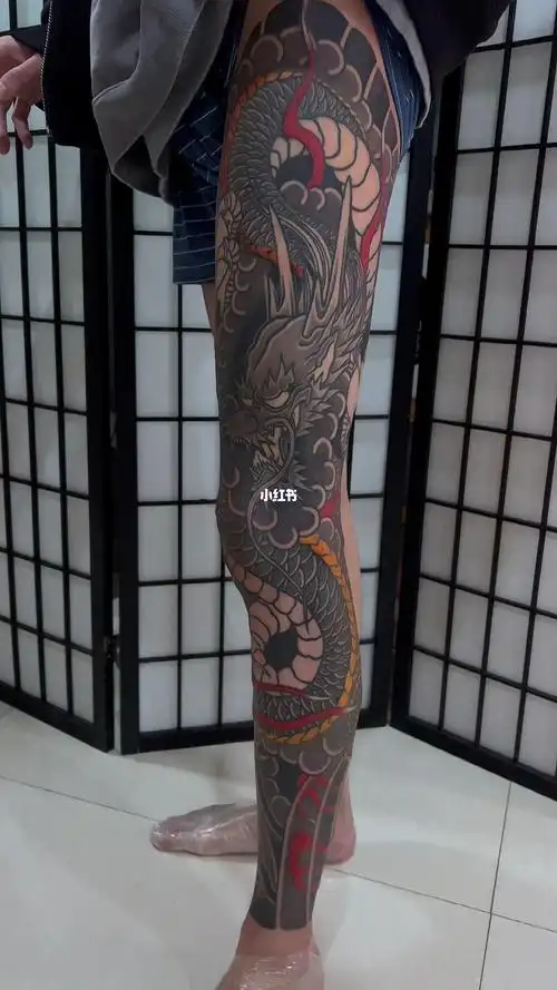 福州纹身 #日式老传统纹身  #盘龙腿纹身  #花腿纹身