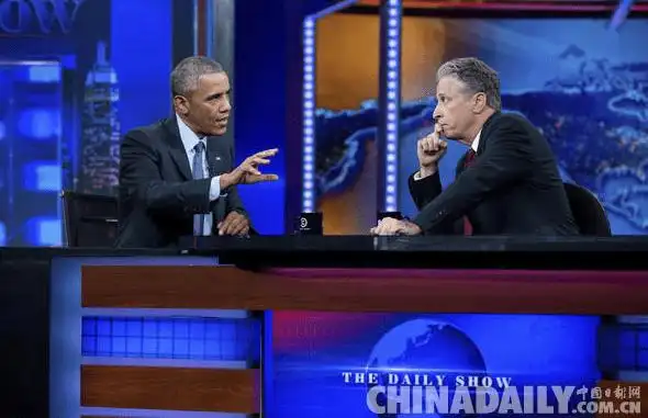 2015年7月21日,美国总统奥巴马在《每日秀》节目中接受主持人乔恩
