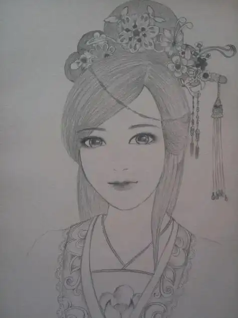 铅笔画图片图动漫图片女生唯美古风简笔画古风女孩素描铅笔画古装美