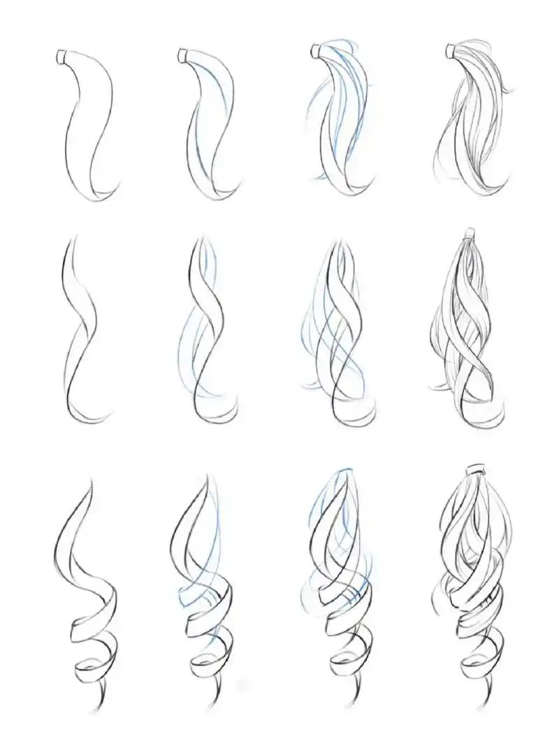 头发画法|单束头发拆解画法 临摹自春哥《人体结构原理与绘画教学》