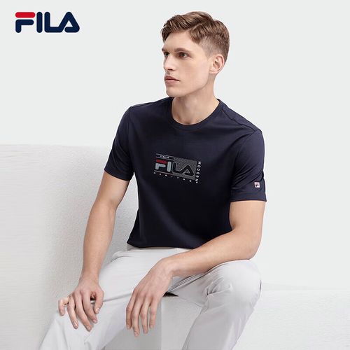 fila 斐乐官方【黄景瑜同款】男子短袖t恤2023夏简约商务休闲上衣