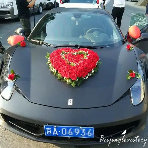 车头花车北京同城鲜花速递结婚礼婚庆车边车链花上婚车鲜花