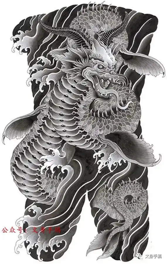 满背龙凤纹身素材