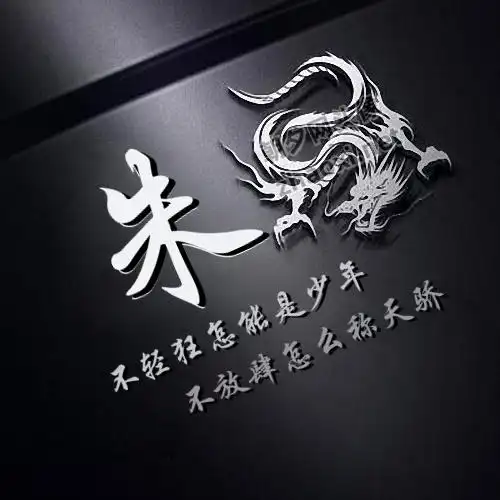 斜向黑色底纹白色剪纸龙我姓朱微信头像制作