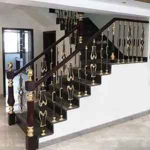 汇博酒店轻奢铝艺楼梯扶手护栏简约现代网红欧式室内铝合金栏杆