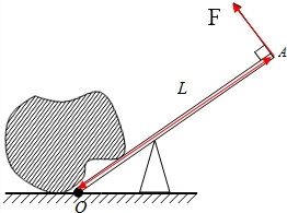 解:由图示可知,当杠杆与地面的接触点为支点(o)时,作用在(a)点的