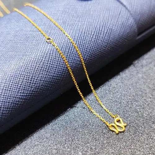 足金999纯黄金项链十字链女细链纯金锁骨链素金链子百搭m扣裸链