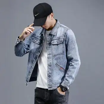 休闲夹克牛仔外套男士秋冬新款韩版工装牛仔夹克宽松休闲衣服上衣902s