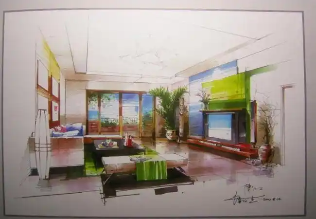 客厅手绘效果图图片