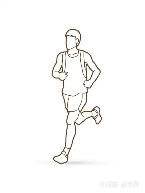 奔跑的人,运动男子短跑运动员,马拉松赛跑者图形矢量插画-正版商用