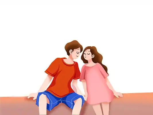 彩色卡通手绘情侣人物png素材元素