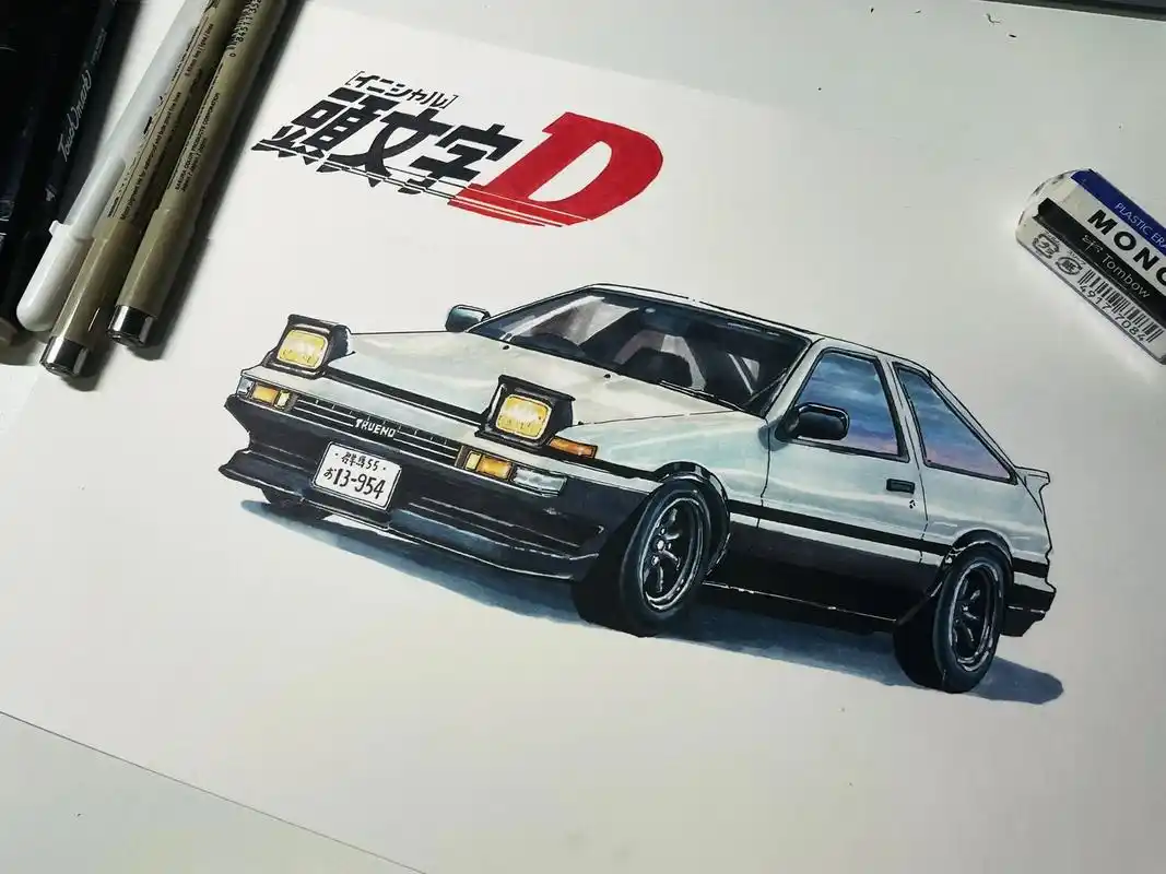 画了个ae86.#画车 #头文字d #ae86 #马克笔 # - 抖音