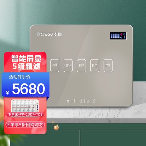 (chigo)净水器家用智能屏显ro反渗透过滤大水量全屋厨下直饮水机 t580