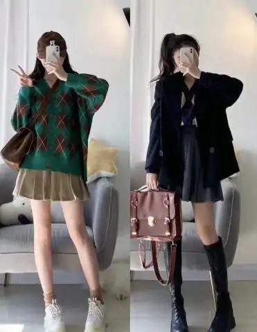 衣服的穿配法图女秋天1