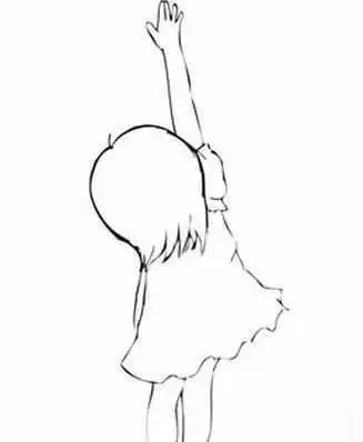 小女孩跳起来的背影简笔画