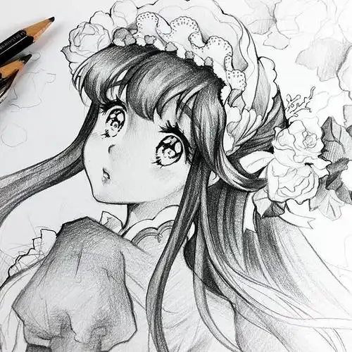 动漫人物黑白线稿图,非常实用的铅笔画人物手绘