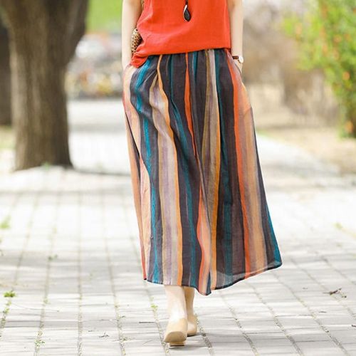 【带内里】文艺复古女装2023春夏新款宽松大码苎麻半身裙麻料裙子