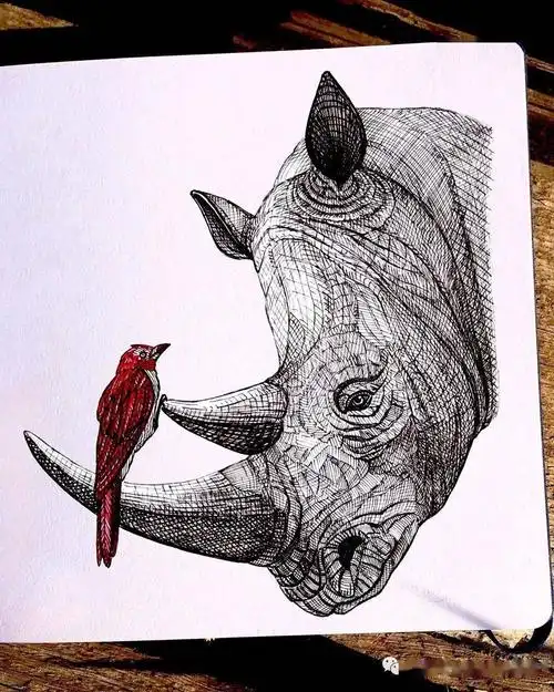 精湛针管笔风景手绘线条精炼透视精准图形创意十足线条排的太舒服了