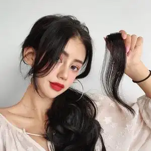真发网红八字修颜刘海女假发片 法式空气自然无痕中分两侧斜刘海